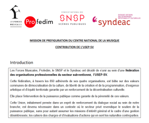 Mission de préfiguration du centre national de la musique – contribution de l&rsquo;Usep-SV